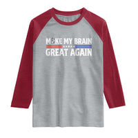 Funny Brain Surgery Recovery Raglan Shirt Make My Brain Great Again Gray Ribbon