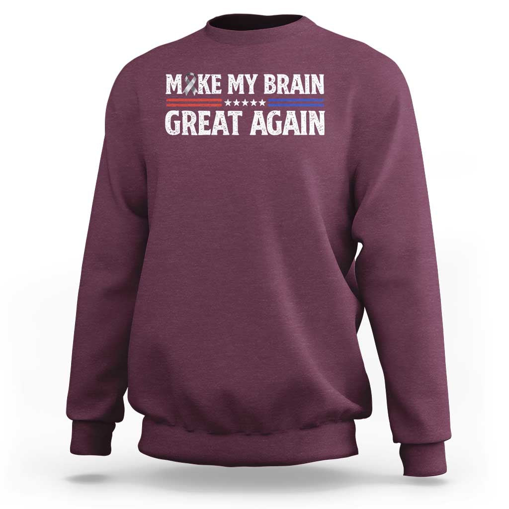 Funny Brain Surgery Recovery Sweatshirt Make My Brain Great Again Gray Ribbon