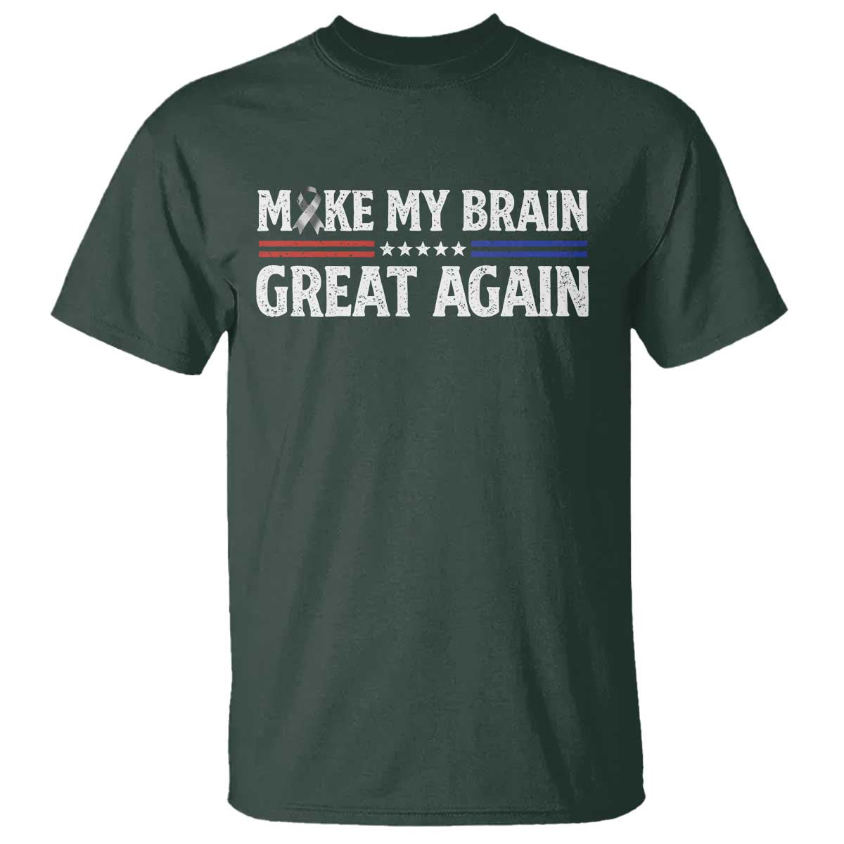 Funny Brain Surgery Recovery T Shirt Make My Brain Great Again Gray Ribbon