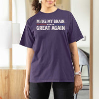 Funny Brain Surgery Recovery T Shirt For Women Make My Brain Great Again Gray Ribbon