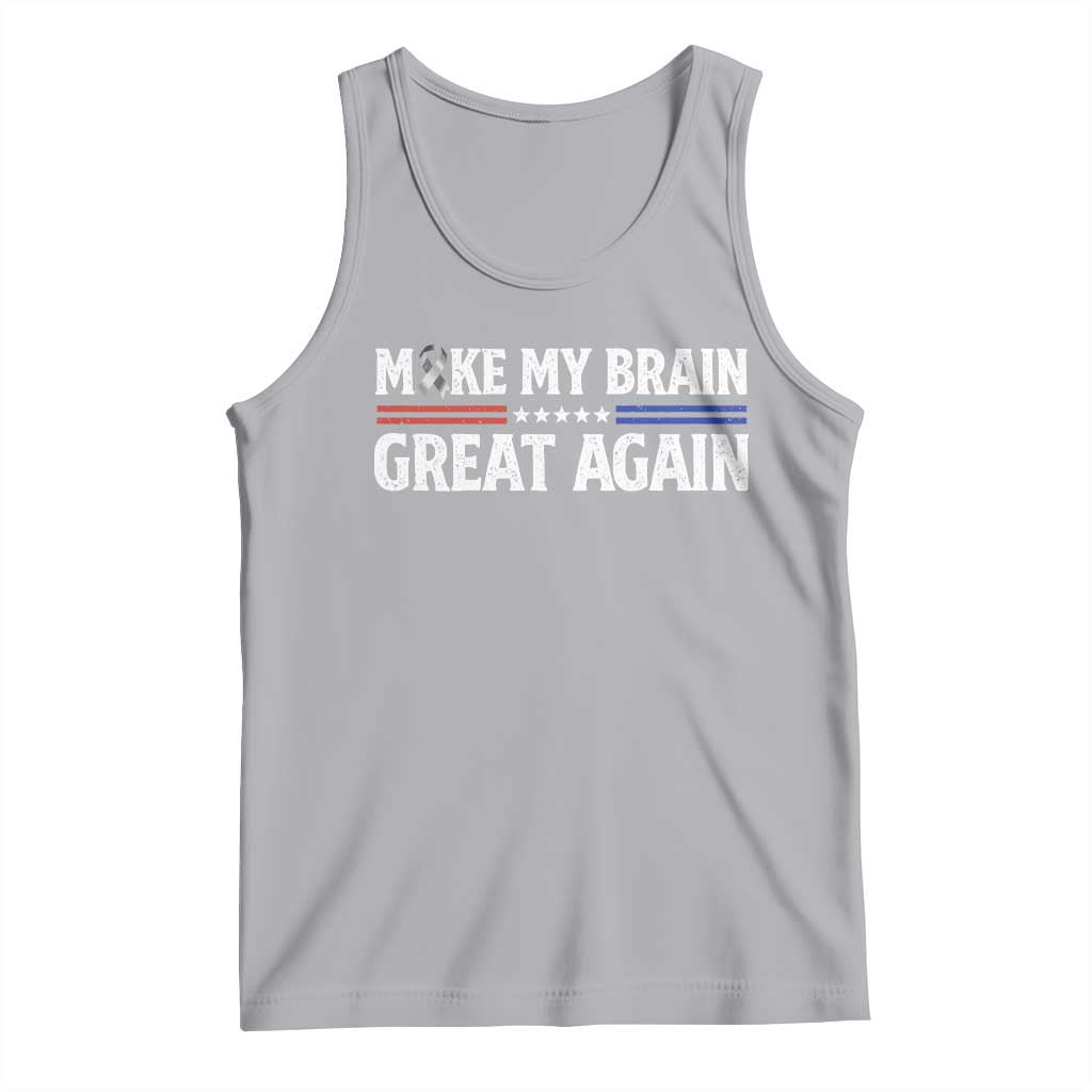 Funny Brain Surgery Recovery Tank Top Make My Brain Great Again Gray Ribbon