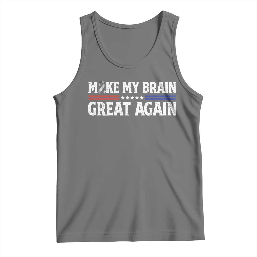Funny Brain Surgery Recovery Tank Top Make My Brain Great Again Gray Ribbon