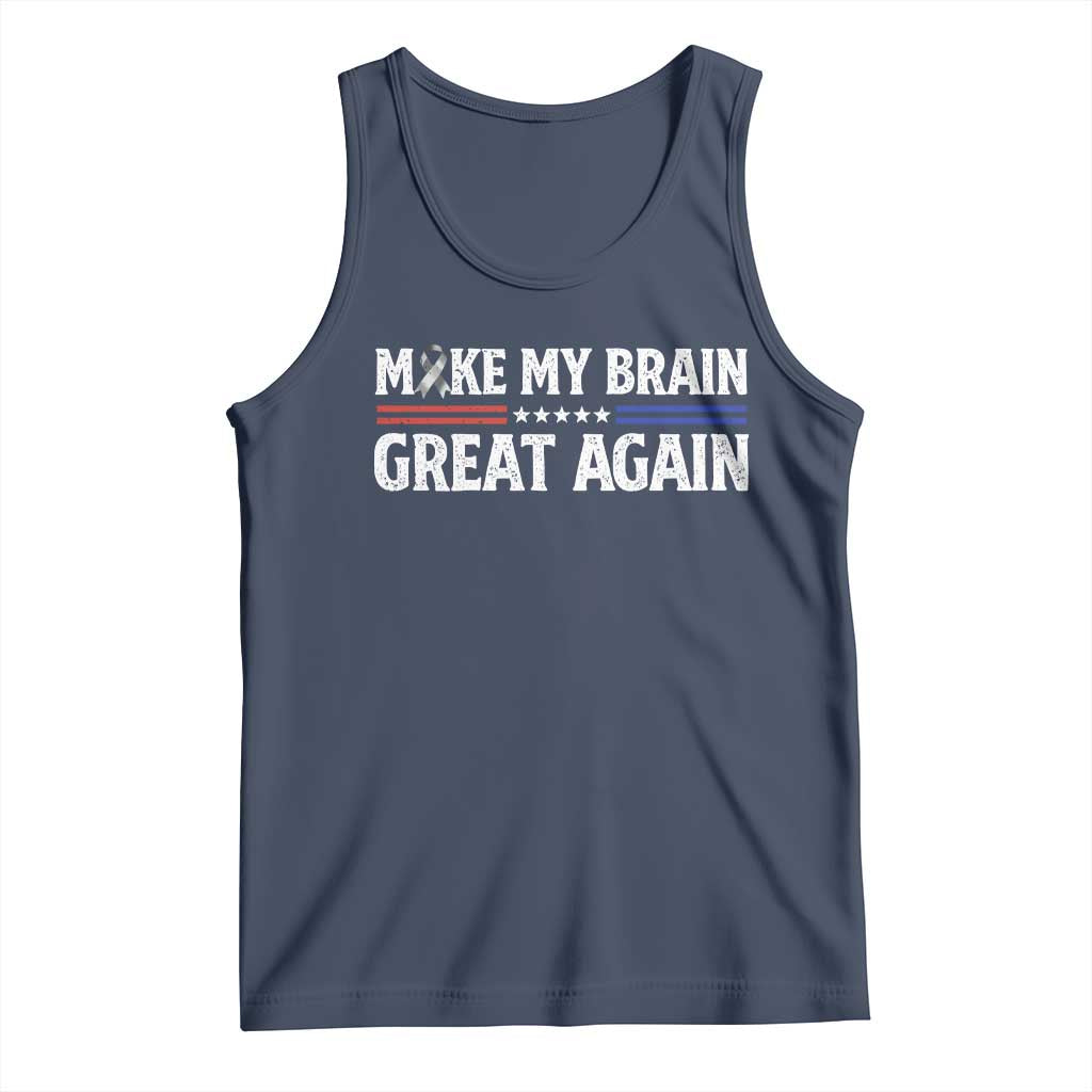Funny Brain Surgery Recovery Tank Top Make My Brain Great Again Gray Ribbon