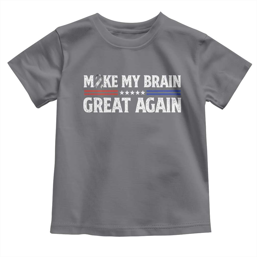 Funny Brain Surgery Recovery Toddler T Shirt Make My Brain Great Again Gray Ribbon