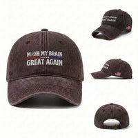 Funny Brain Surgery Recovery Washed Cotton Baseball Cap Make My Brain Great Again Gray Ribbon TS10