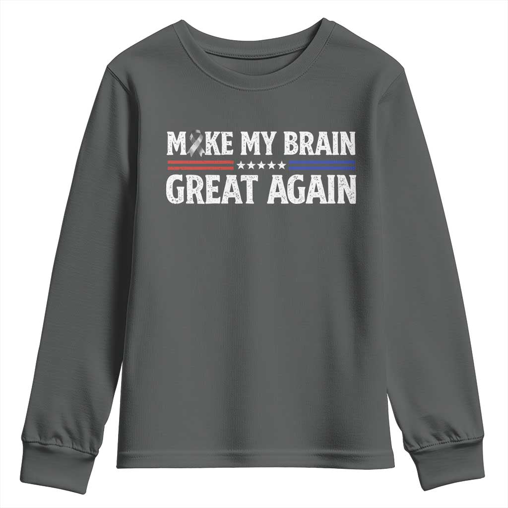 Funny Brain Surgery Recovery Youth Sweatshirt Make My Brain Great Again Gray Ribbon