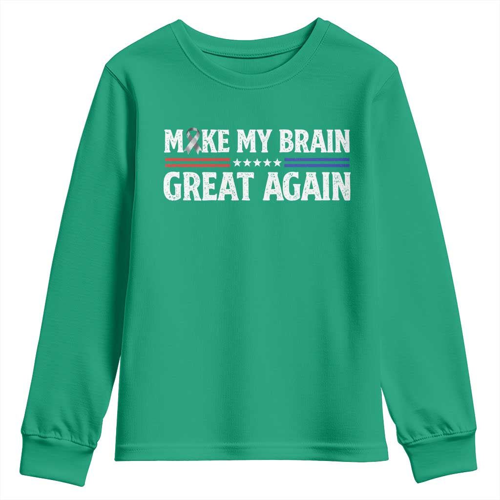 Funny Brain Surgery Recovery Youth Sweatshirt Make My Brain Great Again Gray Ribbon