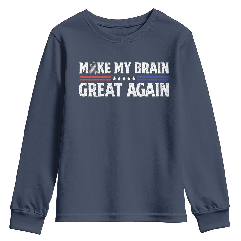 Funny Brain Surgery Recovery Youth Sweatshirt Make My Brain Great Again Gray Ribbon