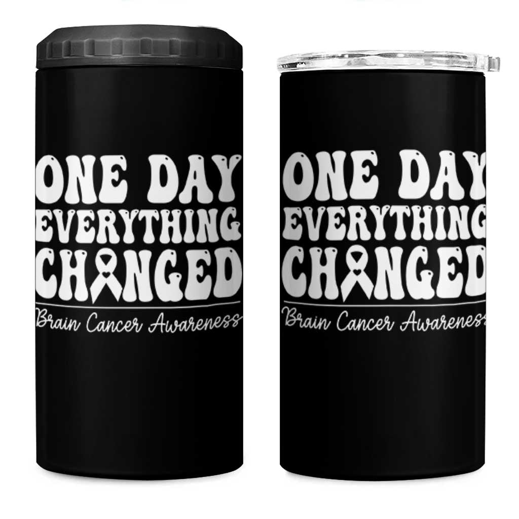 Brain Cancer Awareness 4 in 1 Can Cooler Tumbler Fight Brain Tumor Cure Groovy