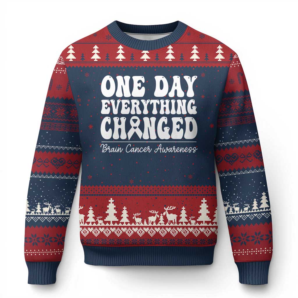 Brain Cancer Awareness Ugly Christmas Sweater Fight Brain Tumor Cure Groovy