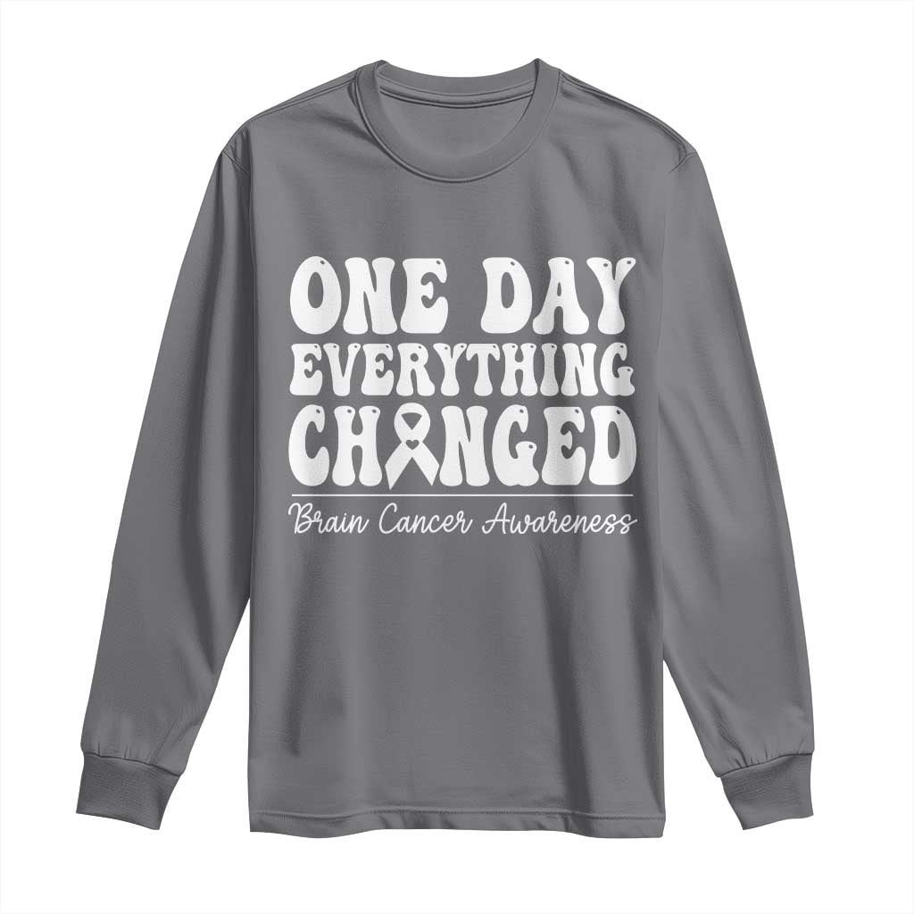 Brain Cancer Awareness Long Sleeve Shirt Fight Brain Tumor Cure Groovy