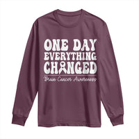 Brain Cancer Awareness Long Sleeve Shirt Fight Brain Tumor Cure Groovy