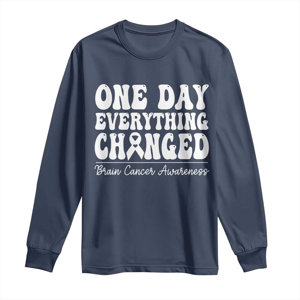 Brain Cancer Awareness Long Sleeve Shirt Fight Brain Tumor Cure Groovy