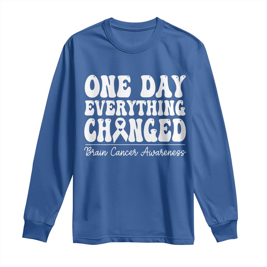 Brain Cancer Awareness Long Sleeve Shirt Fight Brain Tumor Cure Groovy