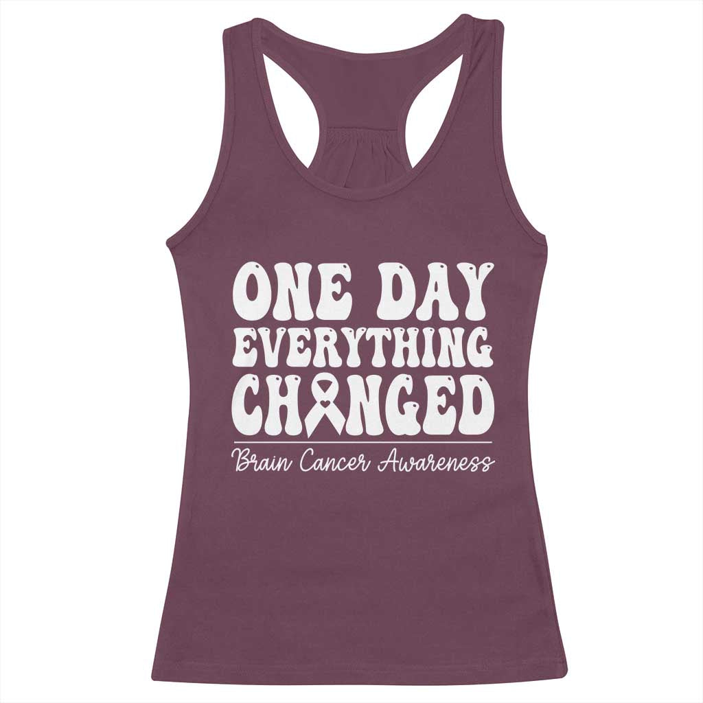Brain Cancer Awareness Racerback Tank Top Fight Brain Tumor Cure Groovy