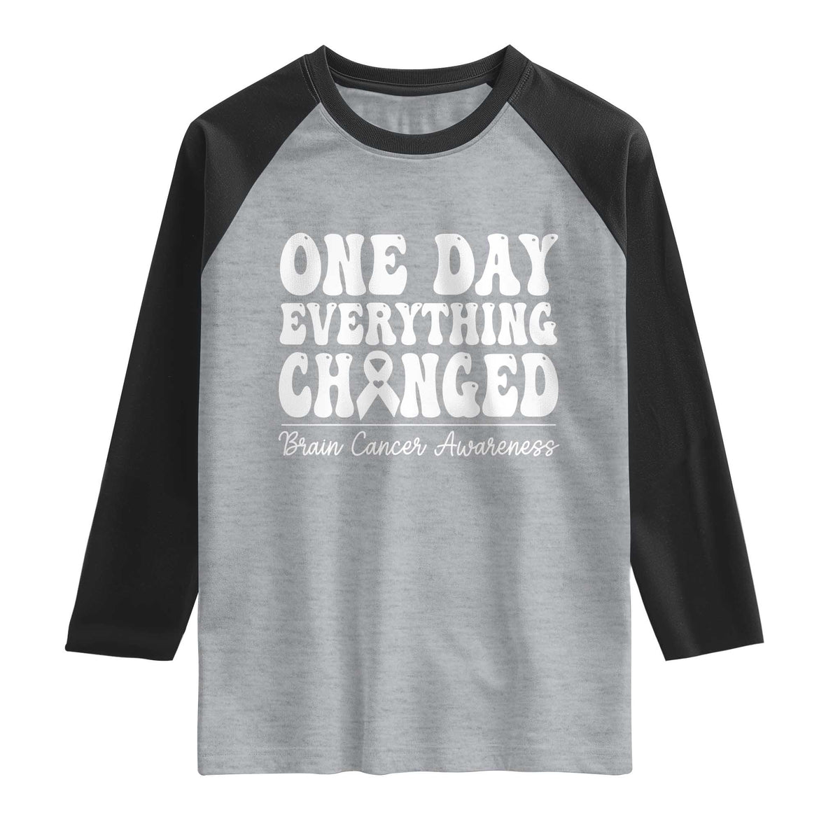 Brain Cancer Awareness Raglan Shirt Fight Brain Tumor Cure Groovy