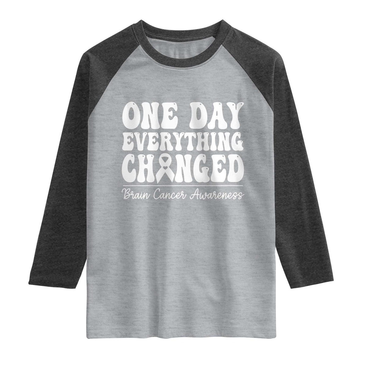 Brain Cancer Awareness Raglan Shirt Fight Brain Tumor Cure Groovy