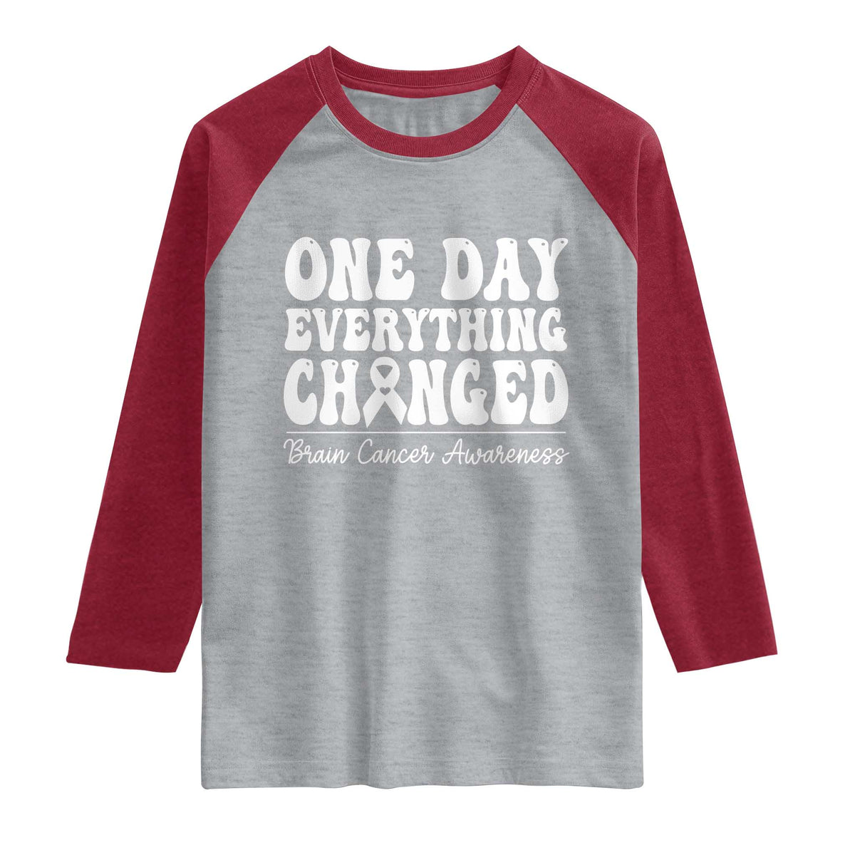 Brain Cancer Awareness Raglan Shirt Fight Brain Tumor Cure Groovy