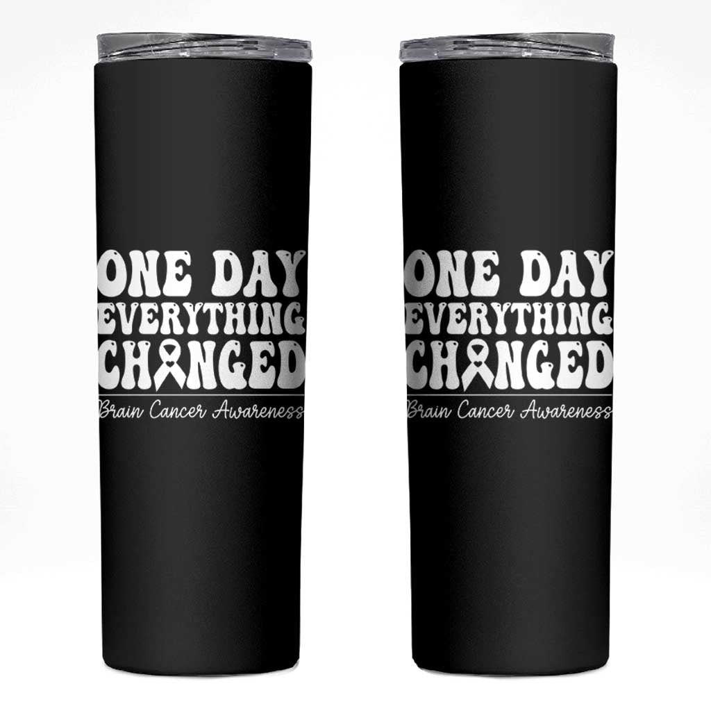 Brain Cancer Awareness Skinny Tumbler Fight Brain Tumor Cure Groovy