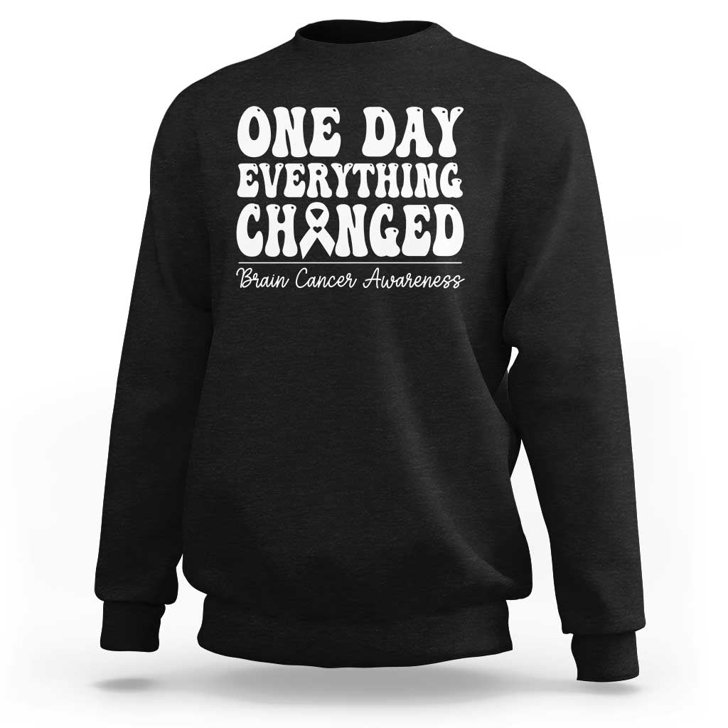 Brain Cancer Awareness Sweatshirt Fight Brain Tumor Cure Groovy