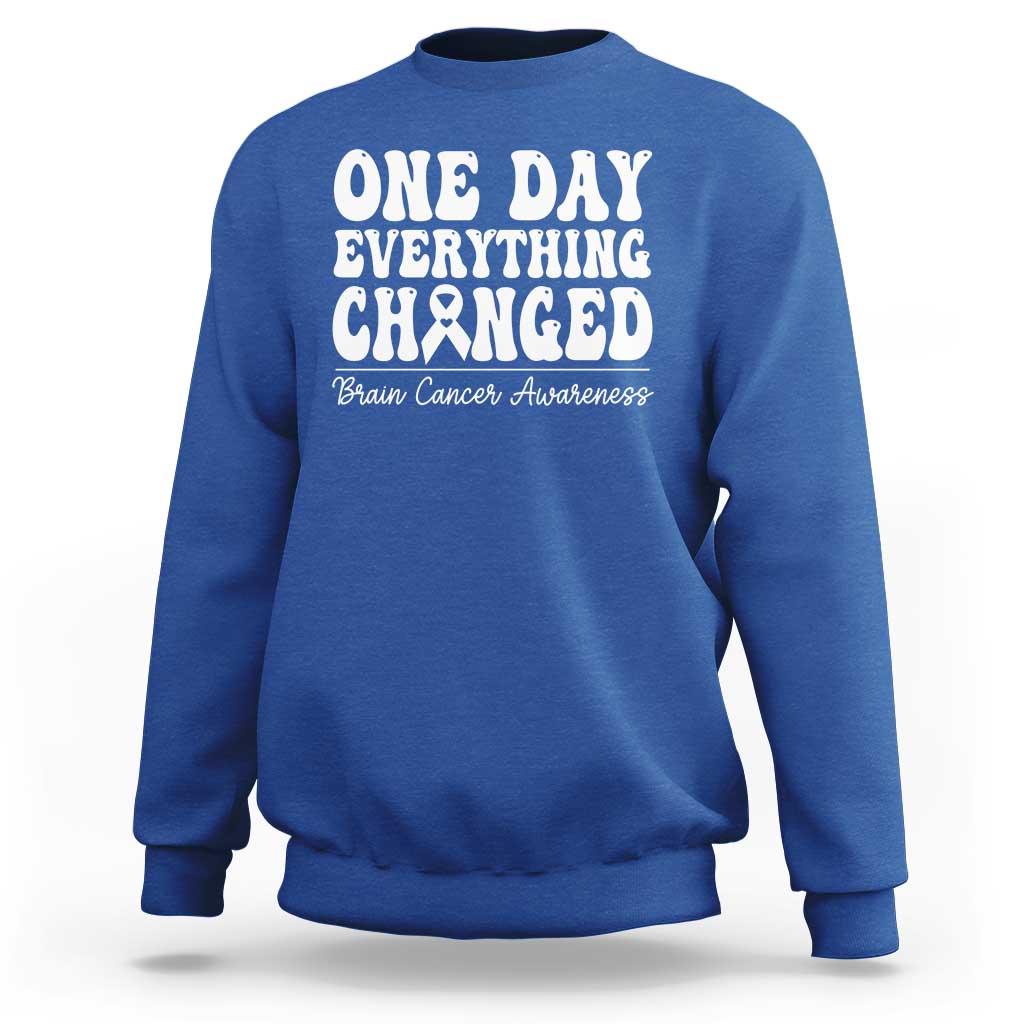 Brain Cancer Awareness Sweatshirt Fight Brain Tumor Cure Groovy