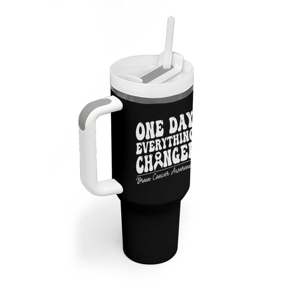 Brain Cancer Awareness Tumbler With Handle Fight Brain Tumor Cure Groovy