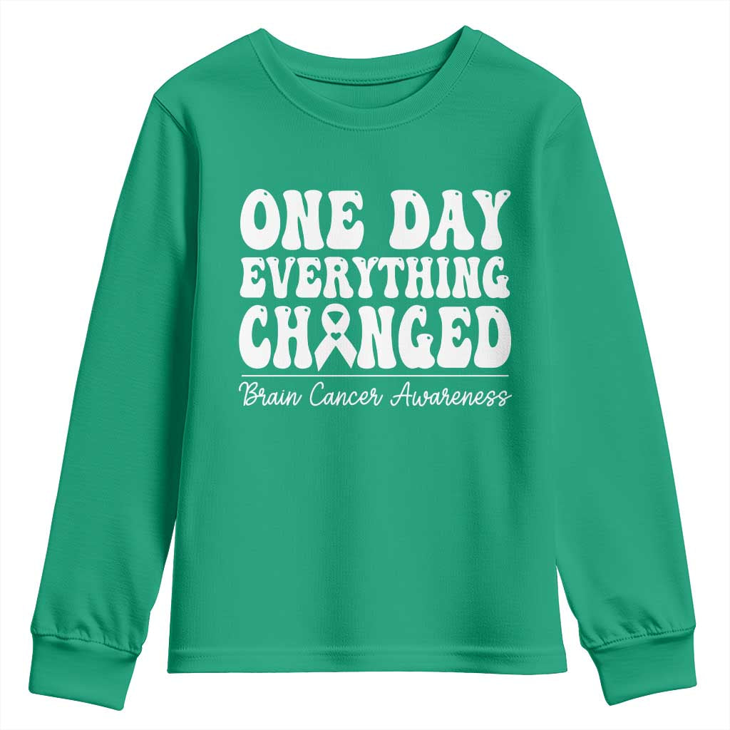 Brain Cancer Awareness Youth Sweatshirt Fight Brain Tumor Cure Groovy