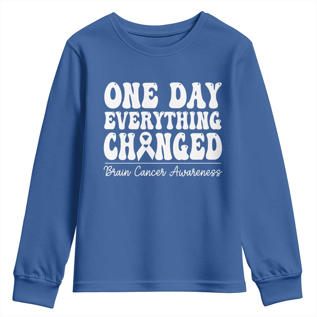 Brain Cancer Awareness Youth Sweatshirt Fight Brain Tumor Cure Groovy