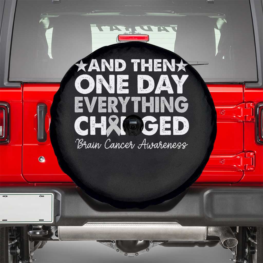 Brain Cancer Awareness Spare Tire Cover Retro Fight Brain Tumor Cure Gray Ribbon