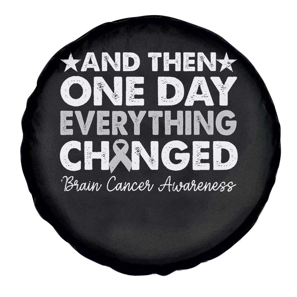 Brain Cancer Awareness Spare Tire Cover Retro Fight Brain Tumor Cure Gray Ribbon