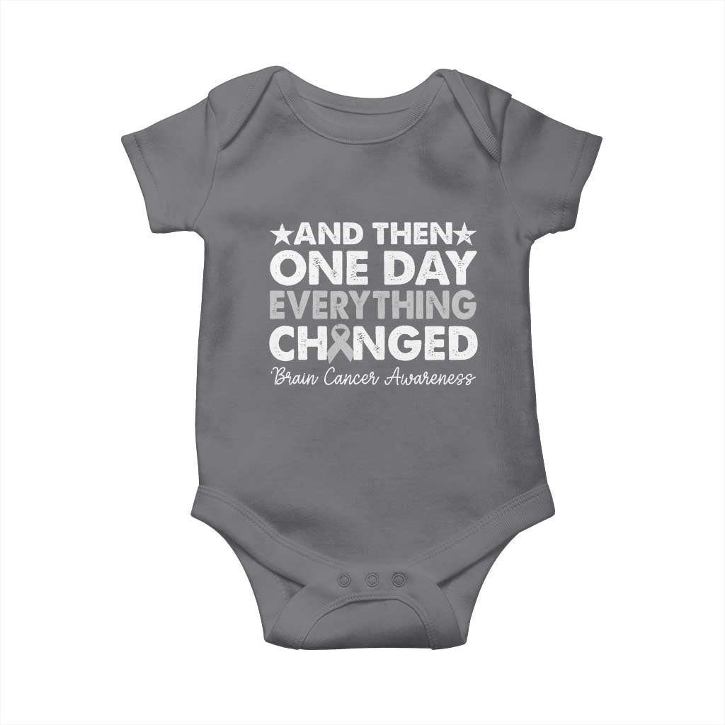 Brain Cancer Awareness Baby Onesie Retro Fight Brain Tumor Cure Gray Ribbon