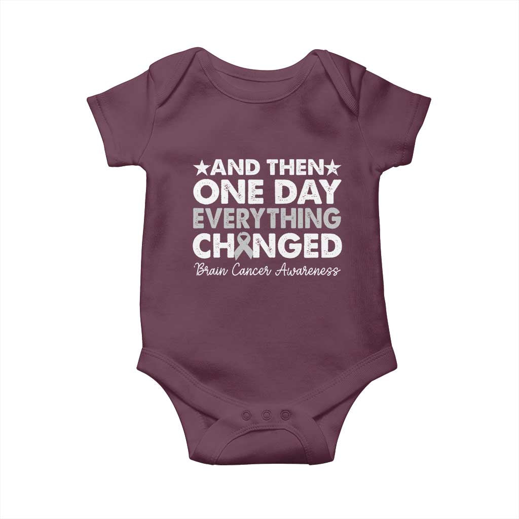 Brain Cancer Awareness Baby Onesie Retro Fight Brain Tumor Cure Gray Ribbon