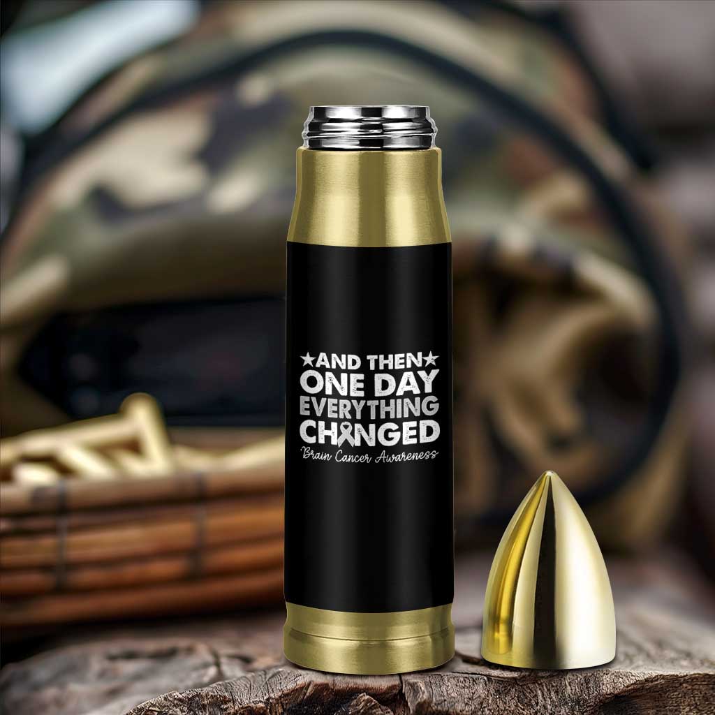 Brain Cancer Awareness Bullet Tumbler Retro Fight Brain Tumor Cure Gray Ribbon