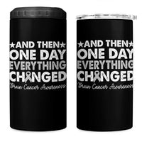 Brain Cancer Awareness 4 in 1 Can Cooler Tumbler Retro Fight Brain Tumor Cure Gray Ribbon