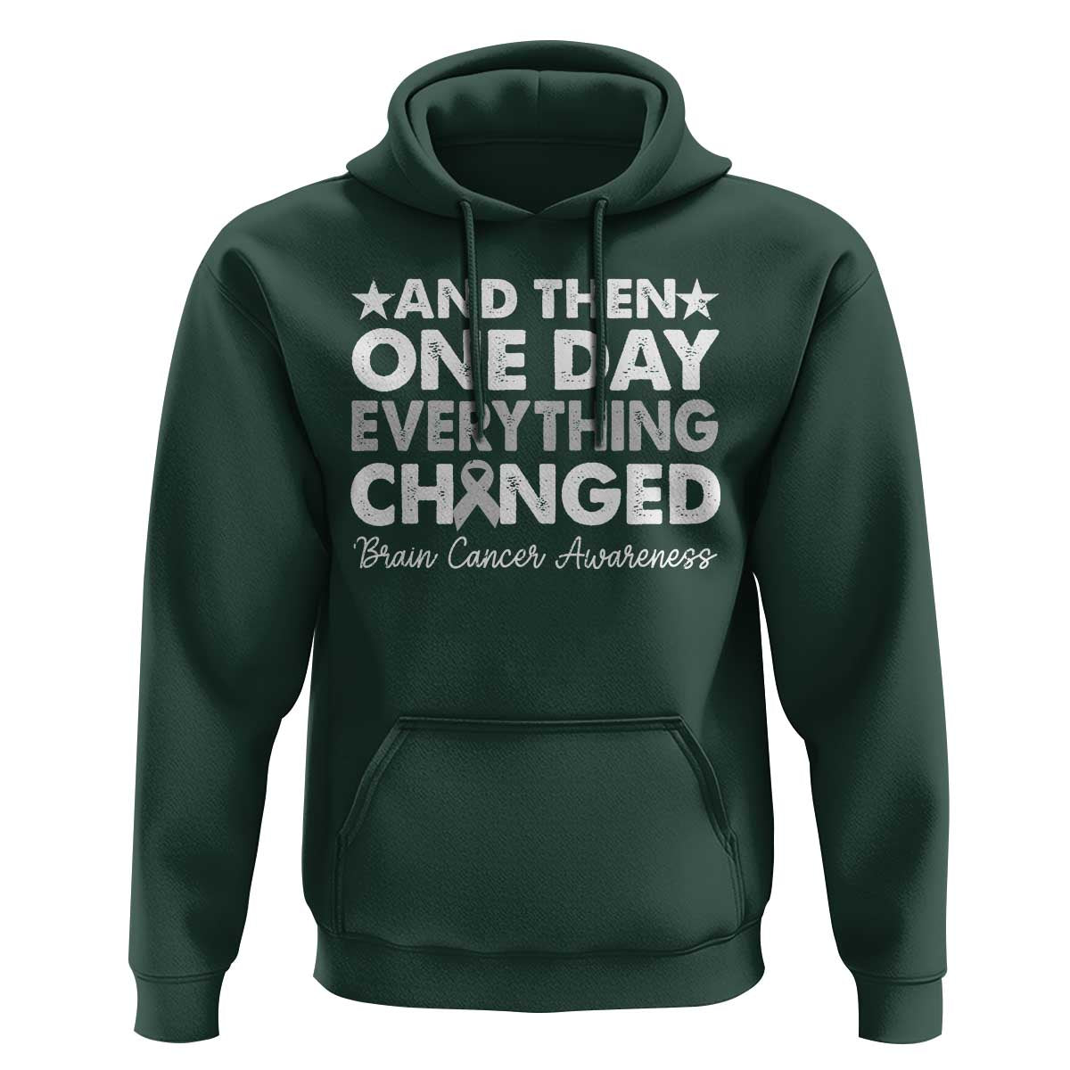 Brain Cancer Awareness Hoodie Retro Fight Brain Tumor Cure Gray Ribbon