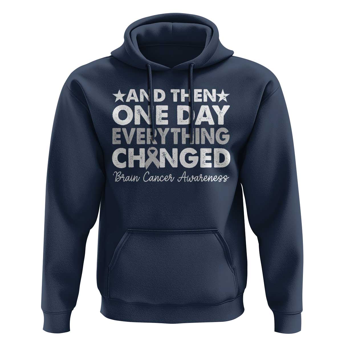Brain Cancer Awareness Hoodie Retro Fight Brain Tumor Cure Gray Ribbon