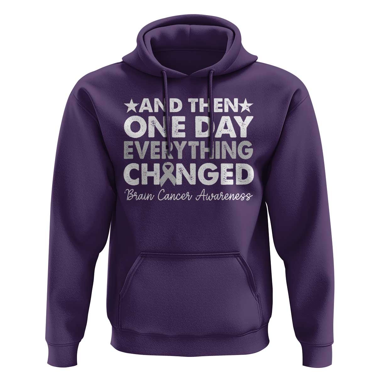 Brain Cancer Awareness Hoodie Retro Fight Brain Tumor Cure Gray Ribbon