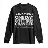 Brain Cancer Awareness Long Sleeve Shirt Retro Fight Brain Tumor Cure Gray Ribbon