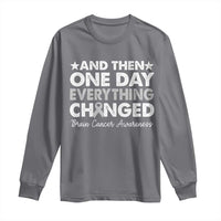 Brain Cancer Awareness Long Sleeve Shirt Retro Fight Brain Tumor Cure Gray Ribbon
