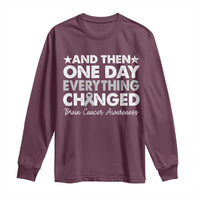 Brain Cancer Awareness Long Sleeve Shirt Retro Fight Brain Tumor Cure Gray Ribbon