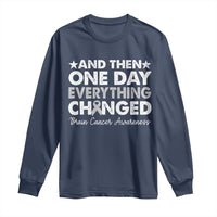 Brain Cancer Awareness Long Sleeve Shirt Retro Fight Brain Tumor Cure Gray Ribbon