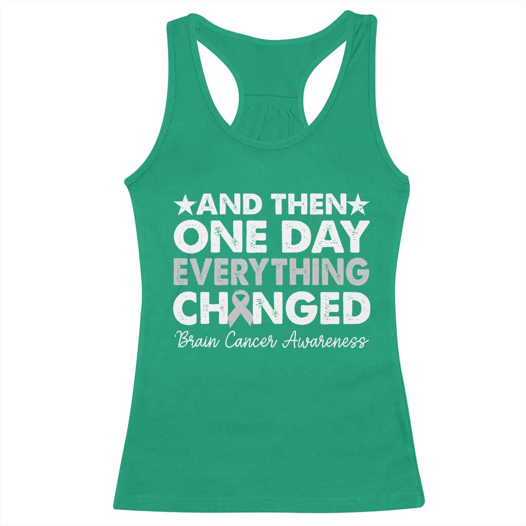 Brain Cancer Awareness Racerback Tank Top Retro Fight Brain Tumor Cure Gray Ribbon