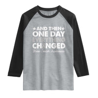 Brain Cancer Awareness Raglan Shirt Retro Fight Brain Tumor Cure Gray Ribbon