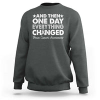 Brain Cancer Awareness Sweatshirt Retro Fight Brain Tumor Cure Gray Ribbon