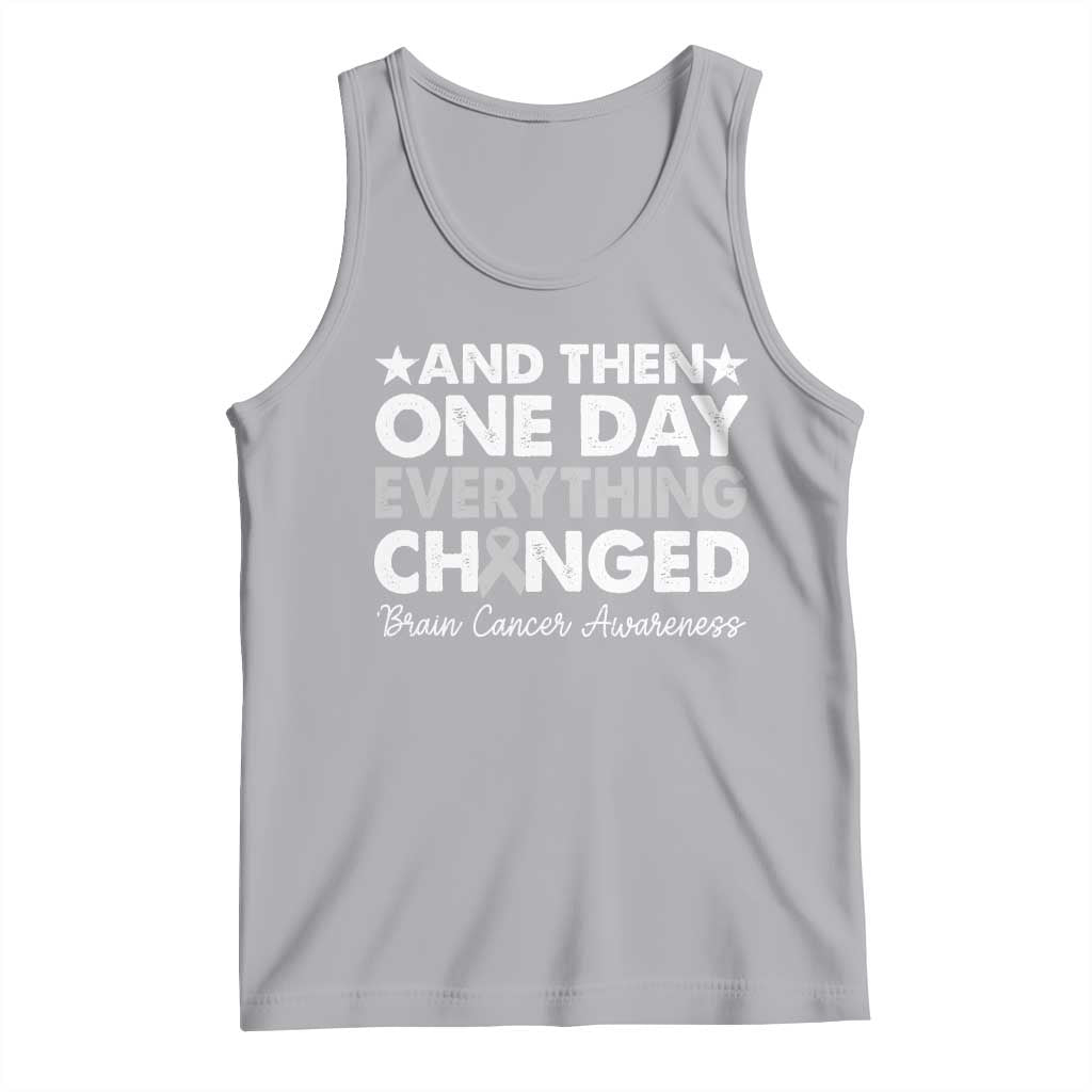 Brain Cancer Awareness Tank Top Retro Fight Brain Tumor Cure Gray Ribbon