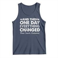 Brain Cancer Awareness Tank Top Retro Fight Brain Tumor Cure Gray Ribbon