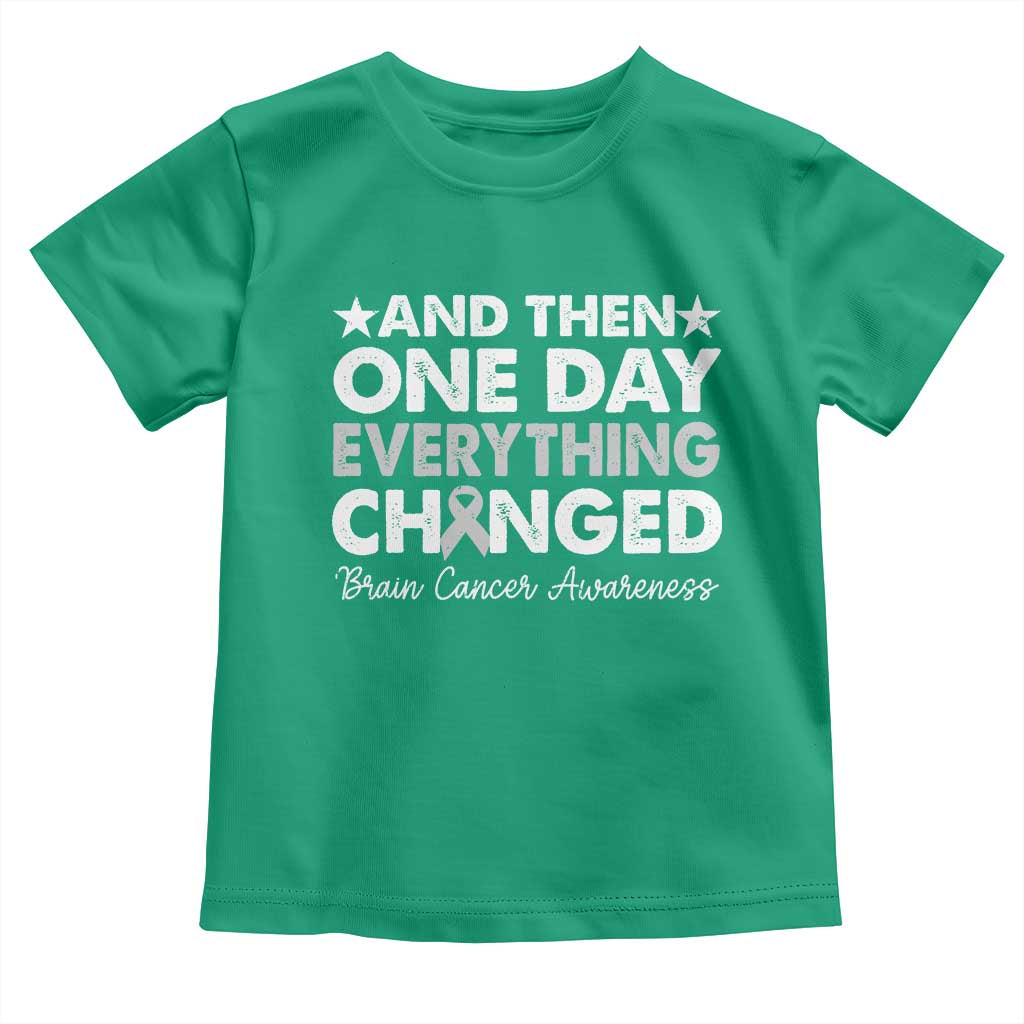 Brain Cancer Awareness Toddler T Shirt Retro Fight Brain Tumor Cure Gray Ribbon
