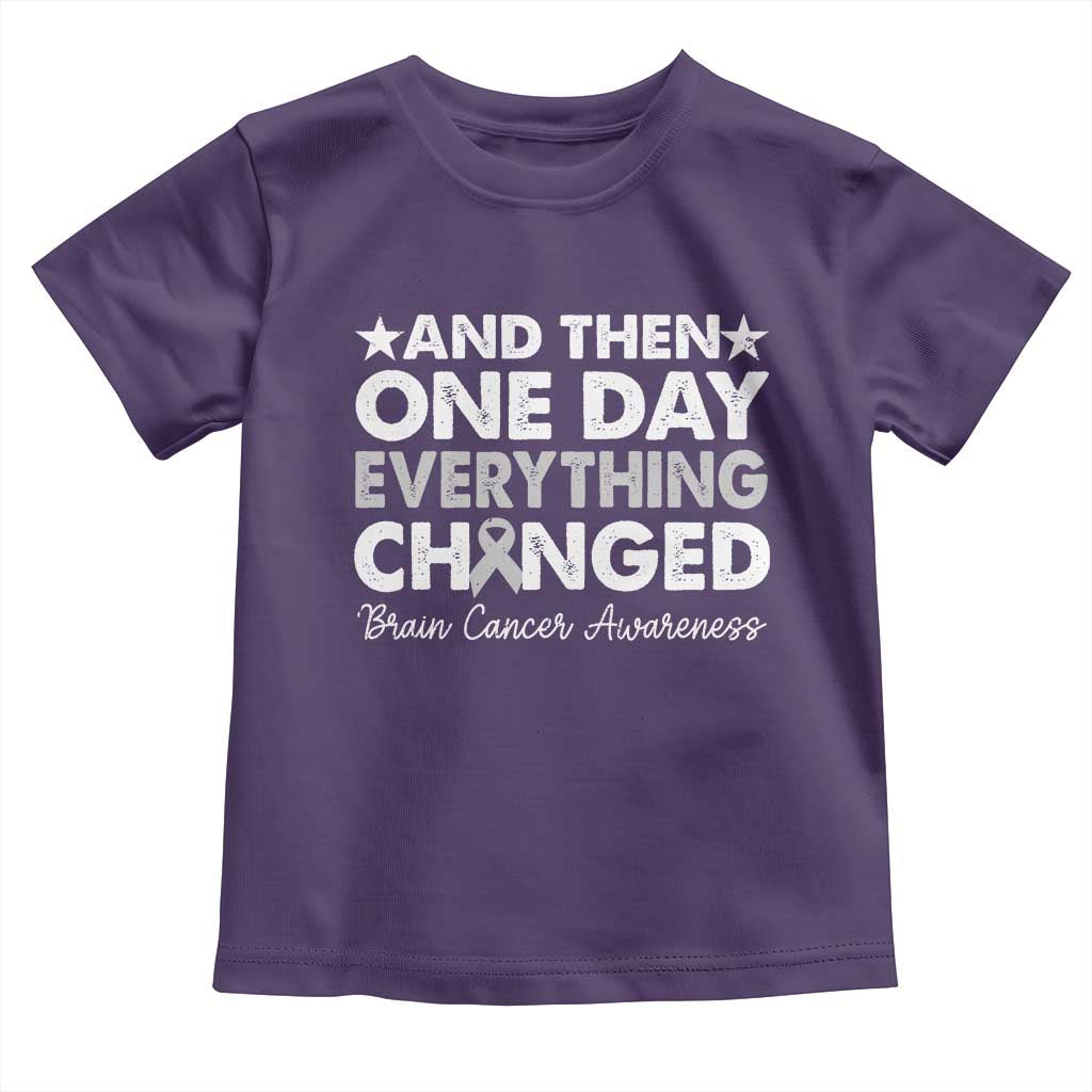 Brain Cancer Awareness Toddler T Shirt Retro Fight Brain Tumor Cure Gray Ribbon