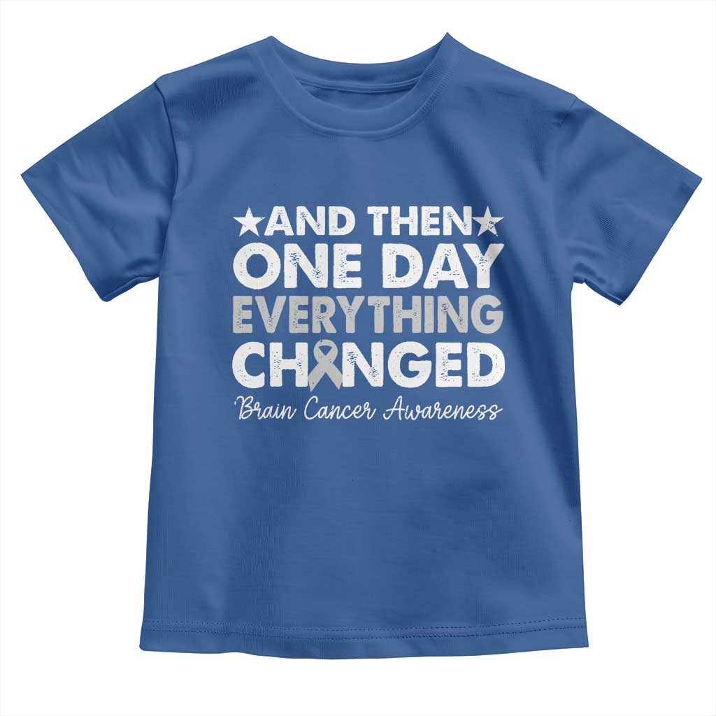 Brain Cancer Awareness Toddler T Shirt Retro Fight Brain Tumor Cure Gray Ribbon