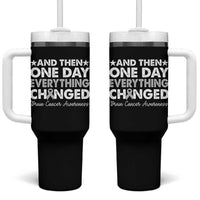 Brain Cancer Awareness Tumbler With Handle Retro Fight Brain Tumor Cure Gray Ribbon
